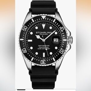 Stuhrling Original Black and Silver Dive Watch